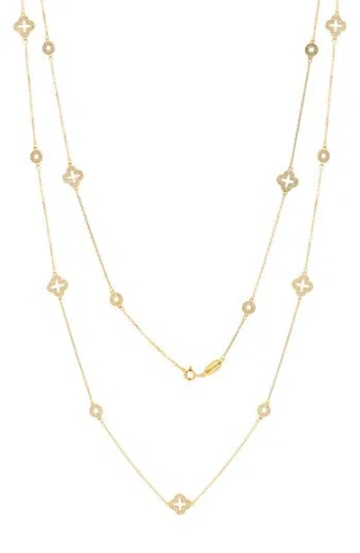 Suzy Levian Cz Pavé Station Chain Necklace In Yellow
