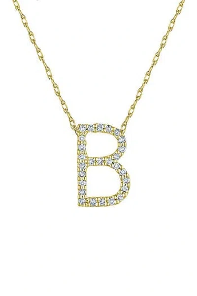Suzy Levian Diamond & 14k Yellow Gold Letter Pendant Necklace In Gold - B