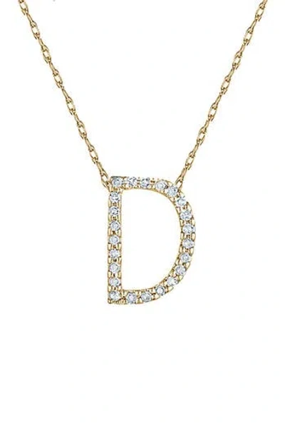 Suzy Levian Diamond & 14k Yellow Gold Letter Pendant Necklace In Gold - D