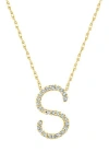 Suzy Levian Diamond & 14k Yellow Gold Letter Pendant Necklace In Gold - S