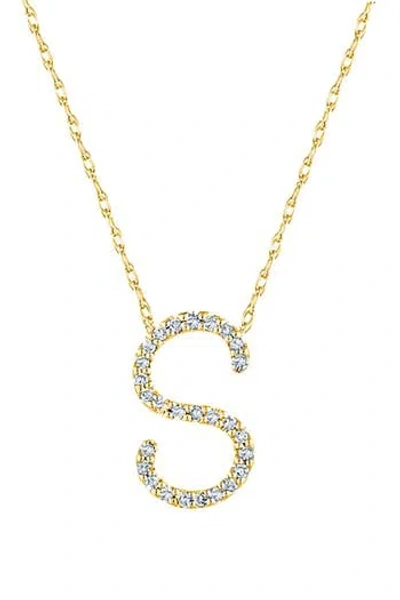 Suzy Levian Diamond & 14k Yellow Gold Letter Pendant Necklace In Gold - S