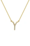 Suzy Levian Diamond & 14k Yellow Gold Letter Pendant Necklace In Gold - Y