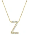 Suzy Levian Diamond & 14k Yellow Gold Letter Pendant Necklace In Gold - Z