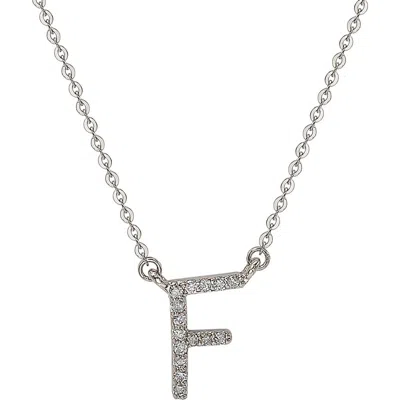 Suzy Levian Diamond Pavé Initial Pendant Necklace In White- F