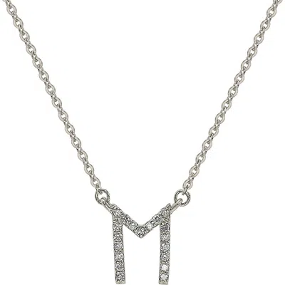 Suzy Levian Diamond Pavé Initial Pendant Necklace In White- M