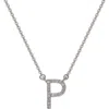 Suzy Levian Diamond Pavé Initial Pendant Necklace In White- P