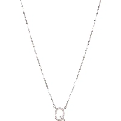 Suzy Levian Diamond Pavé Initial Pendant Necklace In White- Q