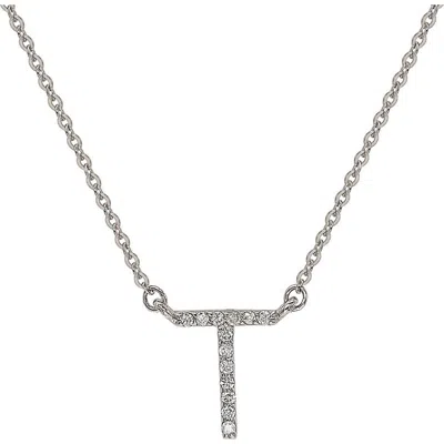 Suzy Levian Diamond Pavé Initial Pendant Necklace In White- T