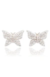 Suzy Levian Diamonds 14k Gold Diamond Butterfly Stud Earrings In White