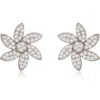 Suzy Levian Diamonds 14k Gold Diamond Flower Stud Earrings In White