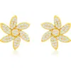 Suzy Levian Diamonds 14k Gold Diamond Flower Stud Earrings In Yellow