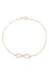 Suzy Levian Diamonds 14k Gold Diamond Infinity Bracelet In Rose