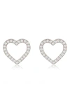 Suzy Levian Diamonds 14k Gold Diamond Open Heart Stud Earrings In White
