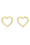Suzy Levian Diamonds 14k Gold Diamond Open Heart Stud Earrings In Yellow
