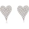 Suzy Levian Diamonds 14k Gold Diamond Pavè Heart Stud Earrings