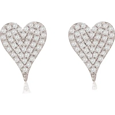 Suzy Levian Diamonds 14k Gold Diamond Pavè Heart Stud Earrings