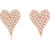 Suzy Levian Diamonds 14k Gold Diamond Pavè Heart Stud Earrings In Pink