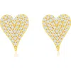 Suzy Levian Diamonds 14k Gold Diamond Pavè Heart Stud Earrings In Yellow