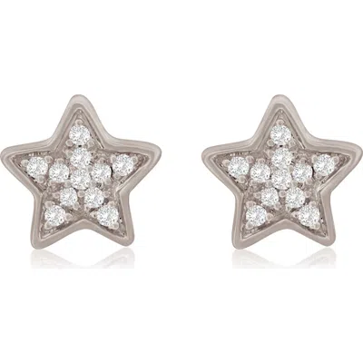 Suzy Levian Diamonds 14k Gold Diamond Star Stud Earrings In White