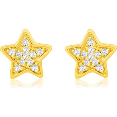 Suzy Levian Diamonds 14k Gold Diamond Star Stud Earrings In Yellow