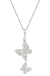 Suzy Levian Diamonds 14k Gold Pavé Diamond Butterfly Pendant Necklace In White