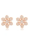 Suzy Levian Diamonds 14k Gold Pavé Diamond Snowflake Stud Earrings In Rose