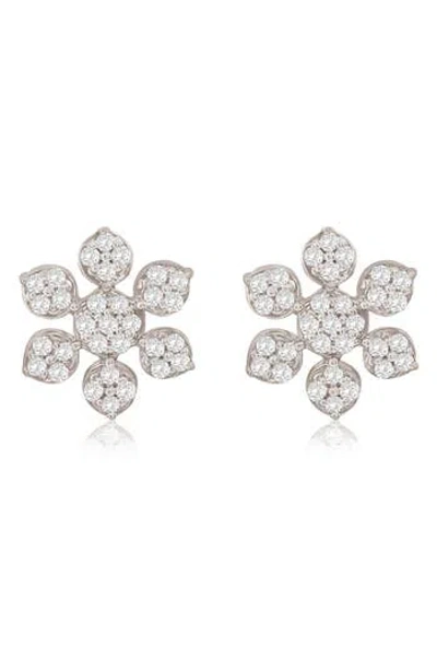 Suzy Levian Diamonds 14k Gold Pavé Diamond Snowflake Stud Earrings In White