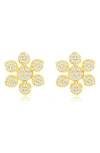 Suzy Levian Diamonds 14k Gold Pavé Diamond Snowflake Stud Earrings In Yellow