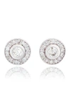 Suzy Levian Diamonds 14k Gold Round Diamond Halo Stud Earrings In White