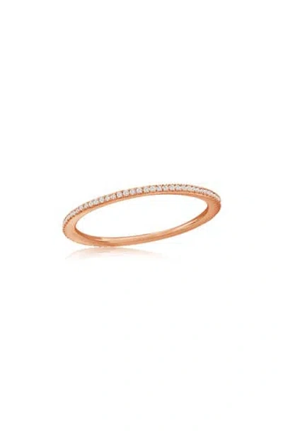 Suzy Levian Diamonds 14k Rose Gold Diamond Stackable Eternity Ring In Pink