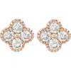 Suzy Levian Diamonds 14k Rose Gold Diamond Stud Earrings In Rose