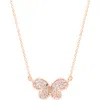 Suzy Levian Diamonds Diamond Butterfly Pendant Necklace In Rose Gold