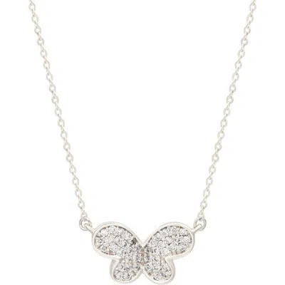 Suzy Levian Diamonds Diamond Butterfly Pendant Necklace In White Gold