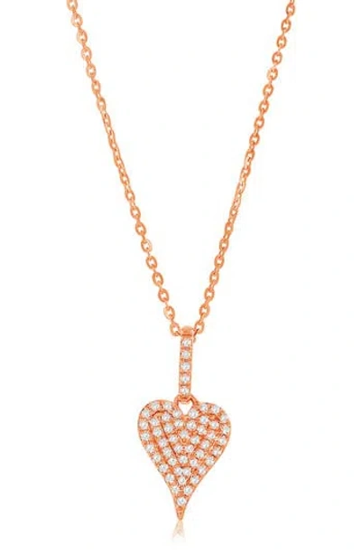 Suzy Levian Diamonds Diamond Heart Pendant Necklace In Rose