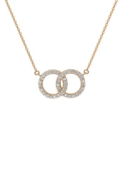 Suzy Levian Diamonds Diamond Interlocking Circle Pendant Necklace In Rose Gold