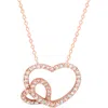 Suzy Levian Diamonds Diamond Interlocking Heart Pendant Necklace In Rose Gold