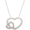 Suzy Levian Diamonds Diamond Interlocking Heart Pendant Necklace In White Gold