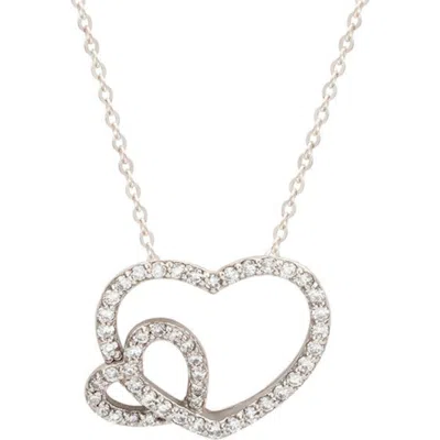 Suzy Levian Diamonds Diamond Interlocking Heart Pendant Necklace In White Gold