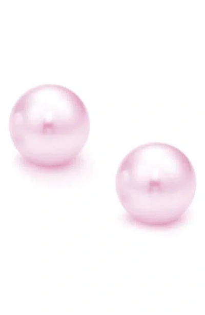 Suzy Levian Diamonds Freshwater Pearl Stud Earrings In Purple