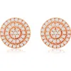 Suzy Levian Diamonds Pavé Diamond Round Stud Earrings In Rose Gold