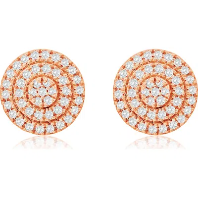 Suzy Levian Diamonds Pavé Diamond Round Stud Earrings In Rose Gold
