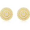 Suzy Levian Diamonds Pavé Diamond Round Stud Earrings In Yellow Gold