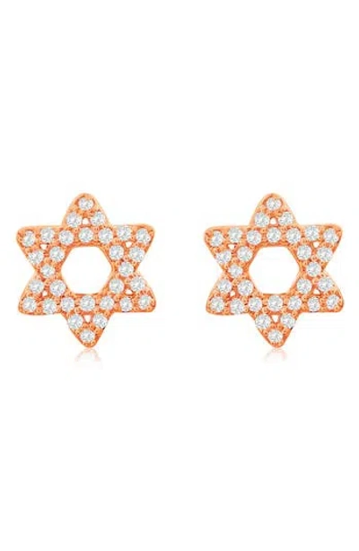 Suzy Levian Diamonds Pavé Diamond Star Of David Stud Earrings In Rose Gold