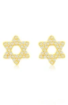 Suzy Levian Diamonds Pavé Diamond Star Of David Stud Earrings In Yellow Gold