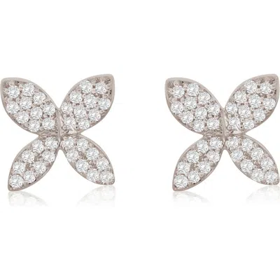 Suzy Levian Diamonds Pavé Diamond Stud Earrings In White Gold