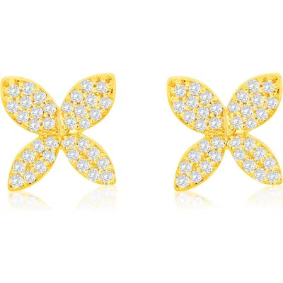 Suzy Levian Diamonds Pavé Diamond Stud Earrings In Yellow Gold