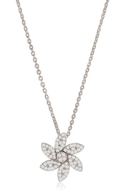 Suzy Levian Diamonds Pavé Diamond Swirl Pendant Necklace In White Gold
