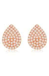 Suzy Levian Diamonds Pavé Diamond Teardrop Stud Earrings In Pink