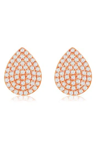 Suzy Levian Diamonds Pavé Diamond Teardrop Stud Earrings In Pink