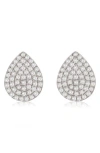 Suzy Levian Diamonds Pavé Diamond Teardrop Stud Earrings In White
